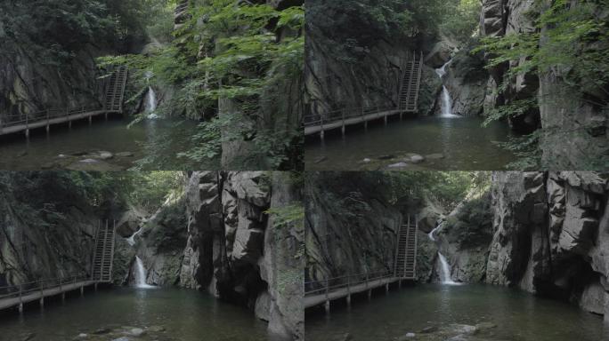 尧山阳光树木溪流山石栈道