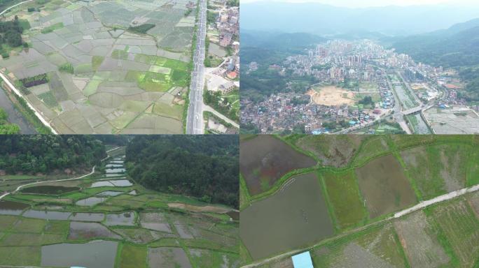 4k清远连山市区吉田河田野农村航拍