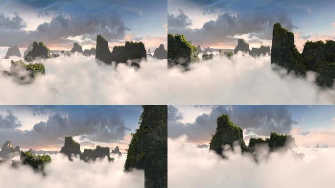 原创3D大气写实群山云雾场景