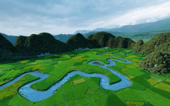 原创3d广西河池巴马命河场景