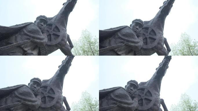 欧阳海纪念馆欧阳海雕像马雕像火车轨道模型