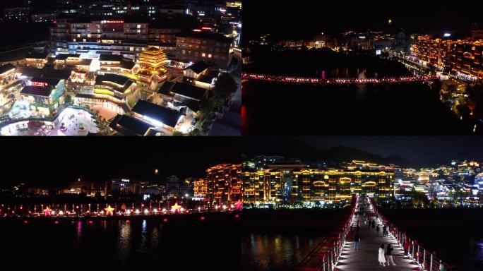 航拍茅台镇夜景-古镇夜景