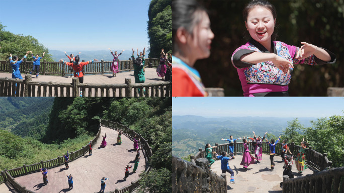 少数民族少女山顶跳舞