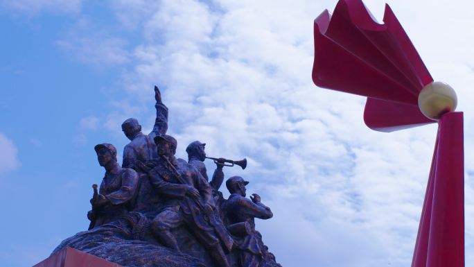 红军雕像 云阳改编八路军誓师红军改编