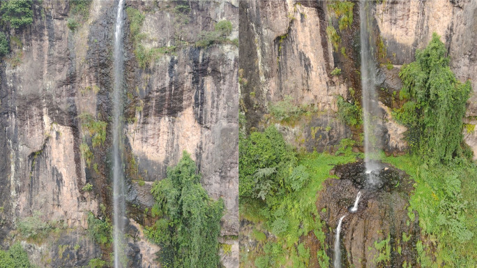 乐山硝洞岩瀑布天然溶洞悬崖陡峭绝壁洞穴