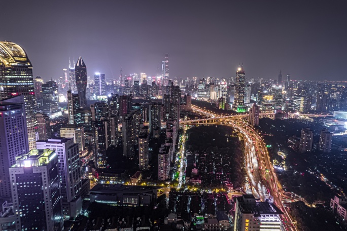 上海延安东路立交桥夜景航拍
