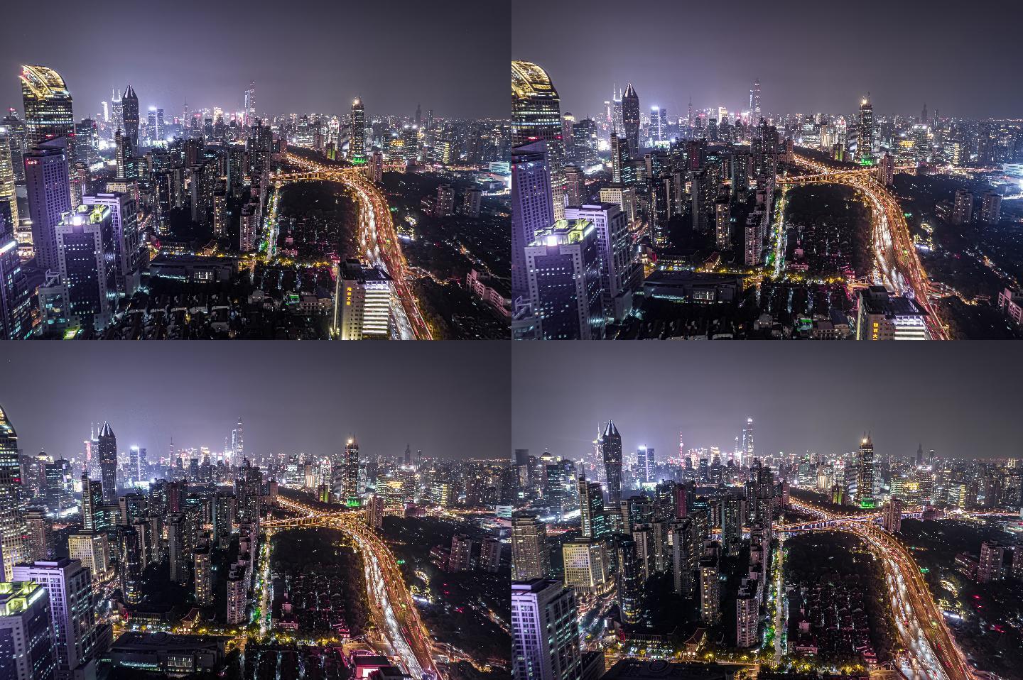 上海延安东路立交桥夜景航拍