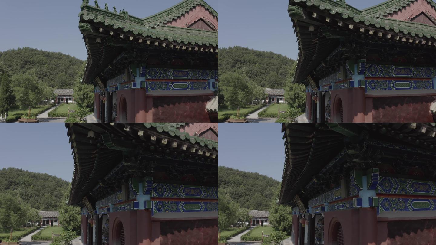 佛泉寺寺庙红墙绿瓦空镜