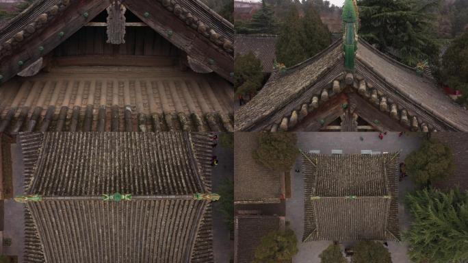 风穴寺香积寺千峰寺航拍屋顶绿瓦