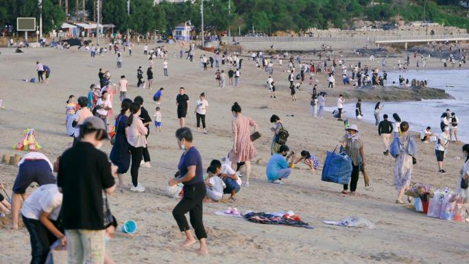 4k 沙滩 人满为患 人群密集 拥挤