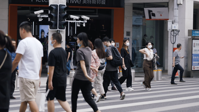 4k 文明礼让 斑马线 行人过马路 都市