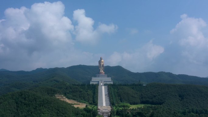 平顶山鲁山极乐山鲁山大佛航拍蓝天延时