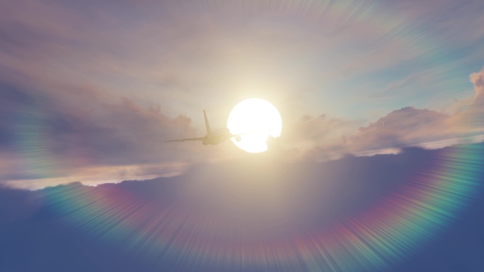 4K飞机客机在云海中飞行大气航拍