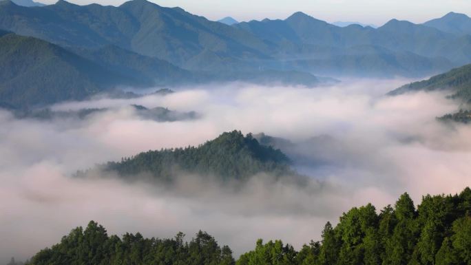 航拍山区森林云雾晨雾云海人间仙境宣传片