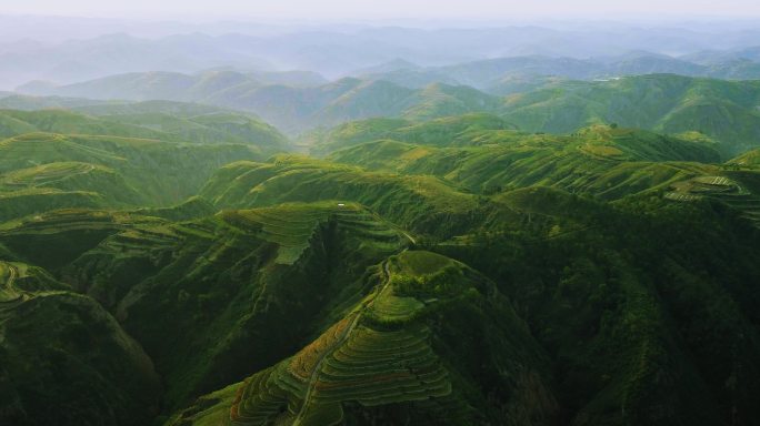 陕北 梯田 黄土高原 地貌 沟壑 沙化