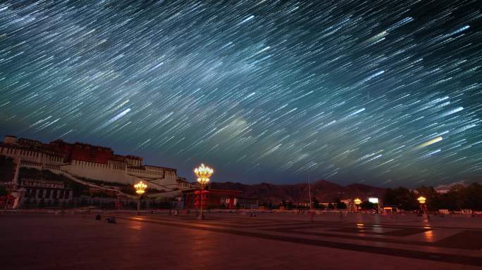 拉萨布达拉宫夜景星空