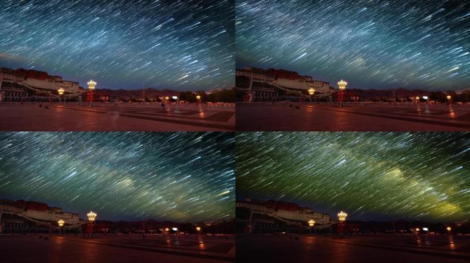 拉萨布达拉宫夜景星空