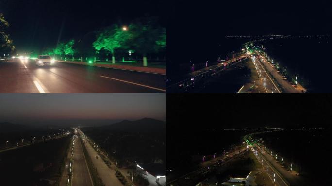 4K夜景公路航拍