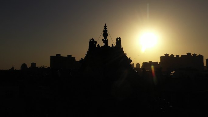 焦作沁阳北大寺落日下的屋顶