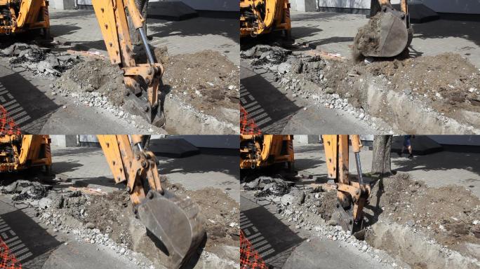 推土机挖土，修路建筑活动工程采石场