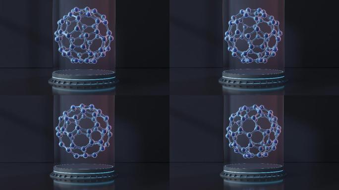 旋转的化学分子 3D渲染