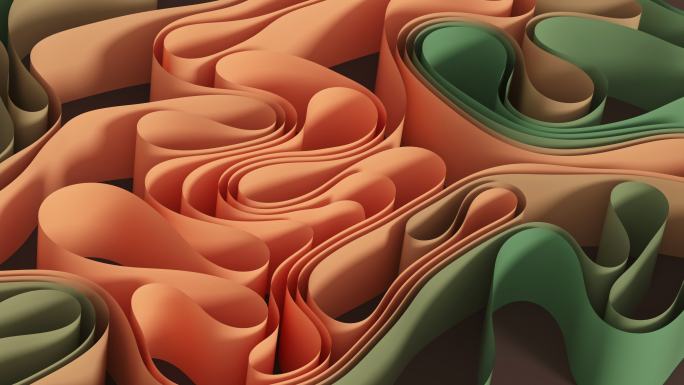 彩色流动的曲面纸张 3D渲染