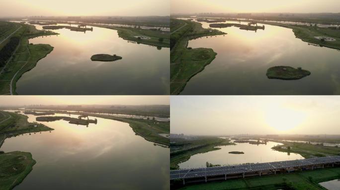 西安渭河夕阳美景
