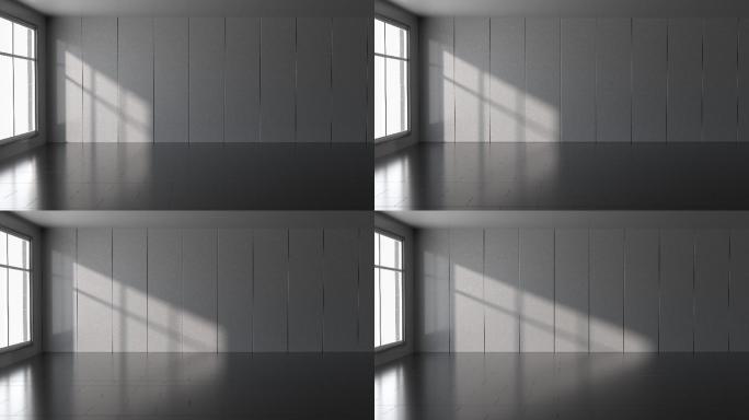 灰色空房间内的光影变化 3D渲染