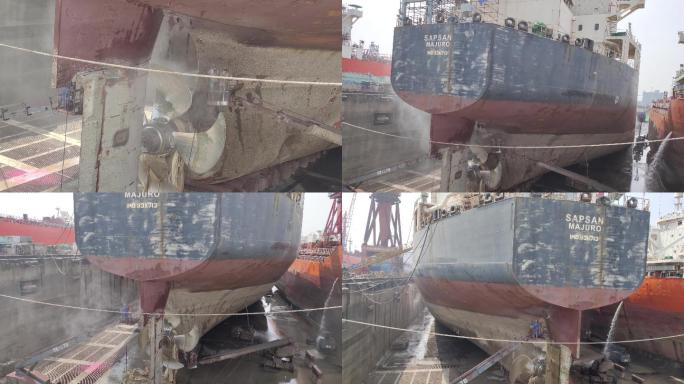 洗船造船修船舰船船厂船维护货船宣传片喷漆
