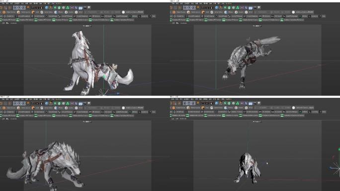 C4D狼模型动作全套工程