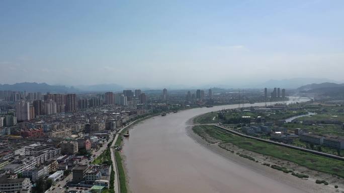 龙港城镇 鳌江河流水4k高清航拍