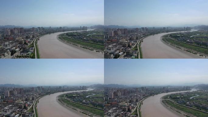 龙港城镇 鳌江河流水4k高清航拍