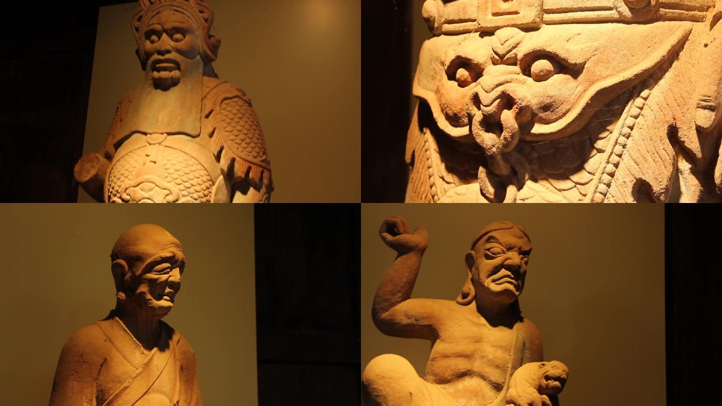 实拍旅拍出土文物菩萨罗汉石头雕塑博物馆
