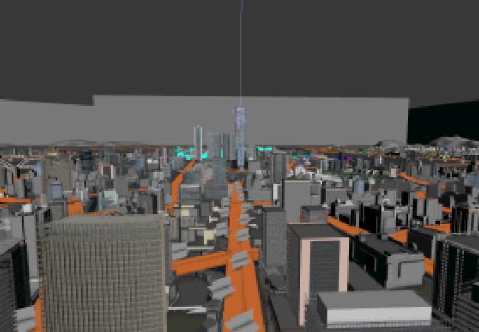 原创3D写实鸟瞰柳州城市地王场景