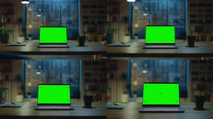 模拟绿色屏幕笔记本电脑