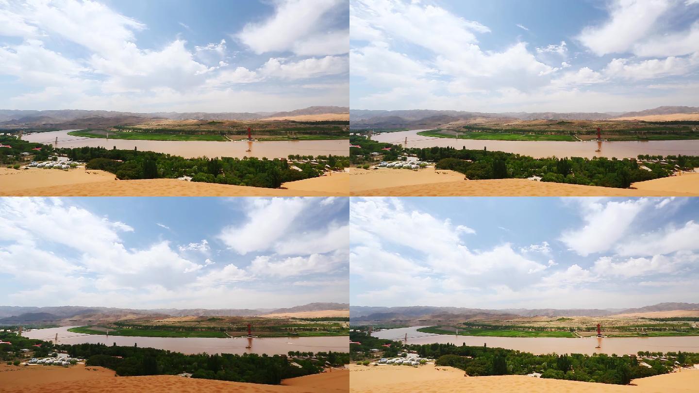 沙漠-天空-黄河