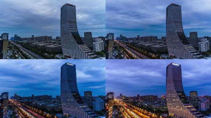 成都中国欧洲中心大厦天府5街夜景延时4K