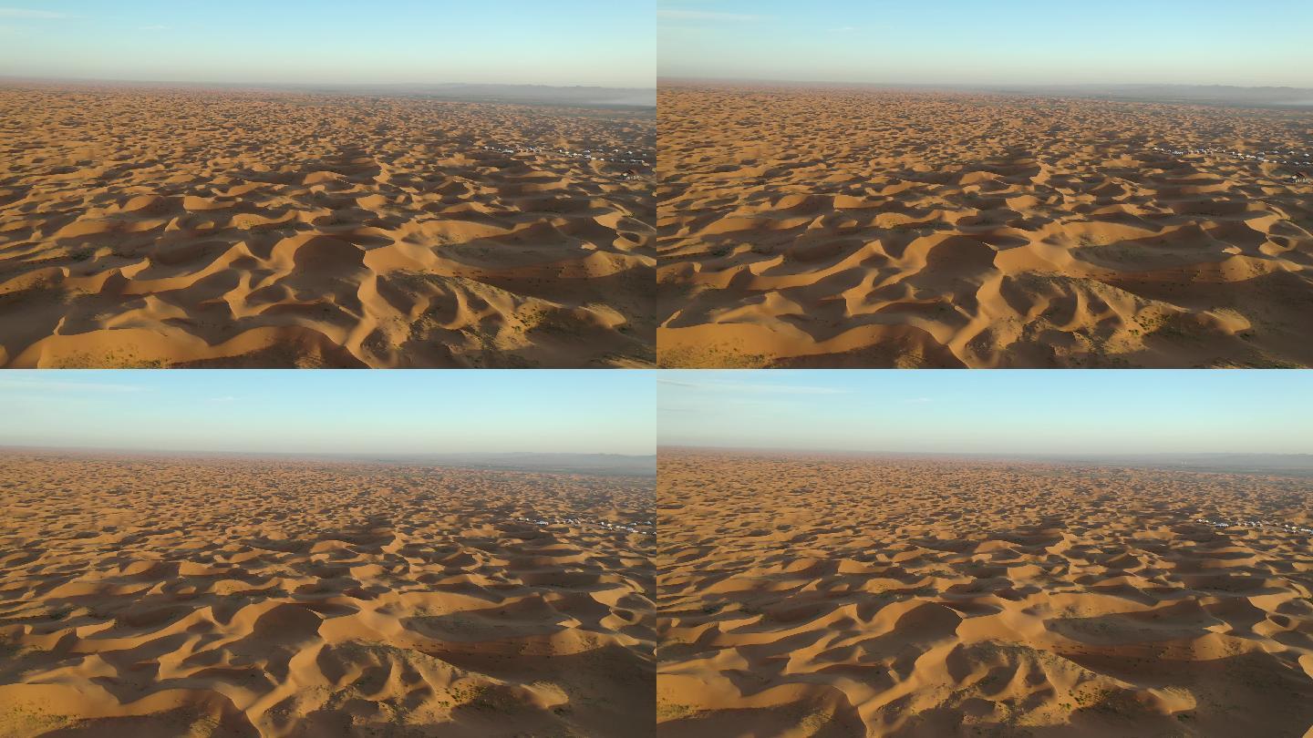 甘肃中卫沙漠日出环绕航拍视频