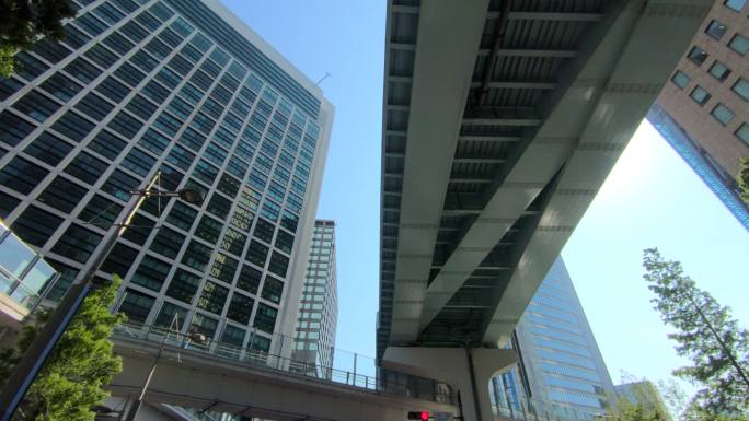 摩天大楼俯瞰图高架桥立交桥都市