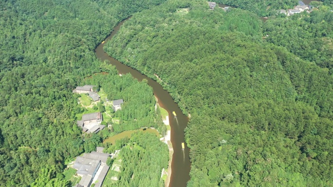 重庆江津四面山大洪海航拍跟船视频