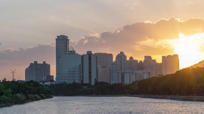 筼筜湖日落 城市日落