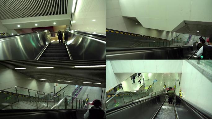 4K拍摄地铁站乘客换乘电梯