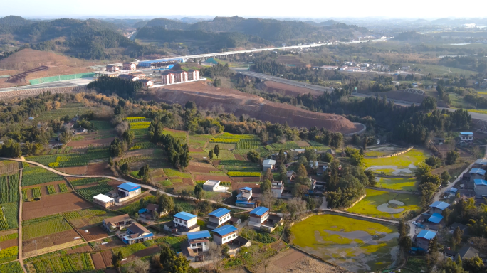 四川眉山仁寿乡村振兴丘陵地区高速公路航拍