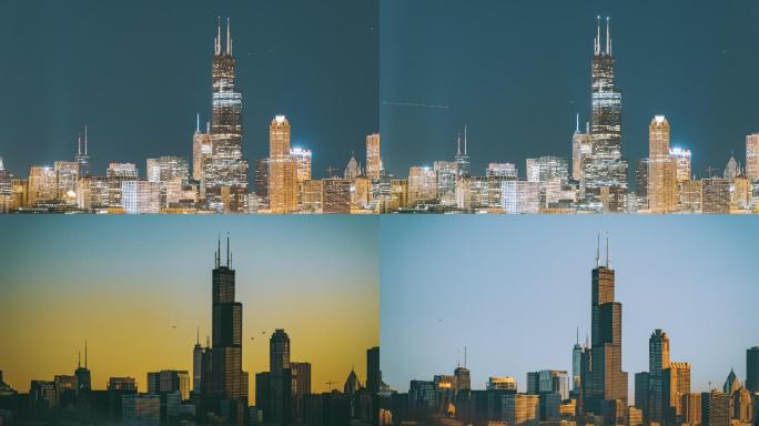 芝加哥天际线美国芝加哥芝加哥城市风光美国