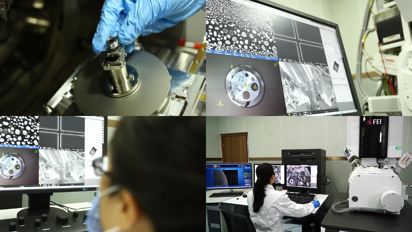 实验人员观察透射电子显微镜