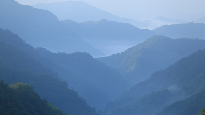 江南浙江绍兴诸暨马剑早晨青山群山实拍素材