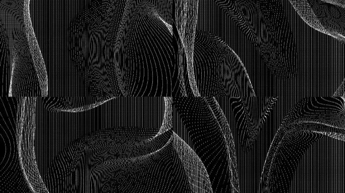 【4K时尚背景】黑白粒子方块抽象图形线条