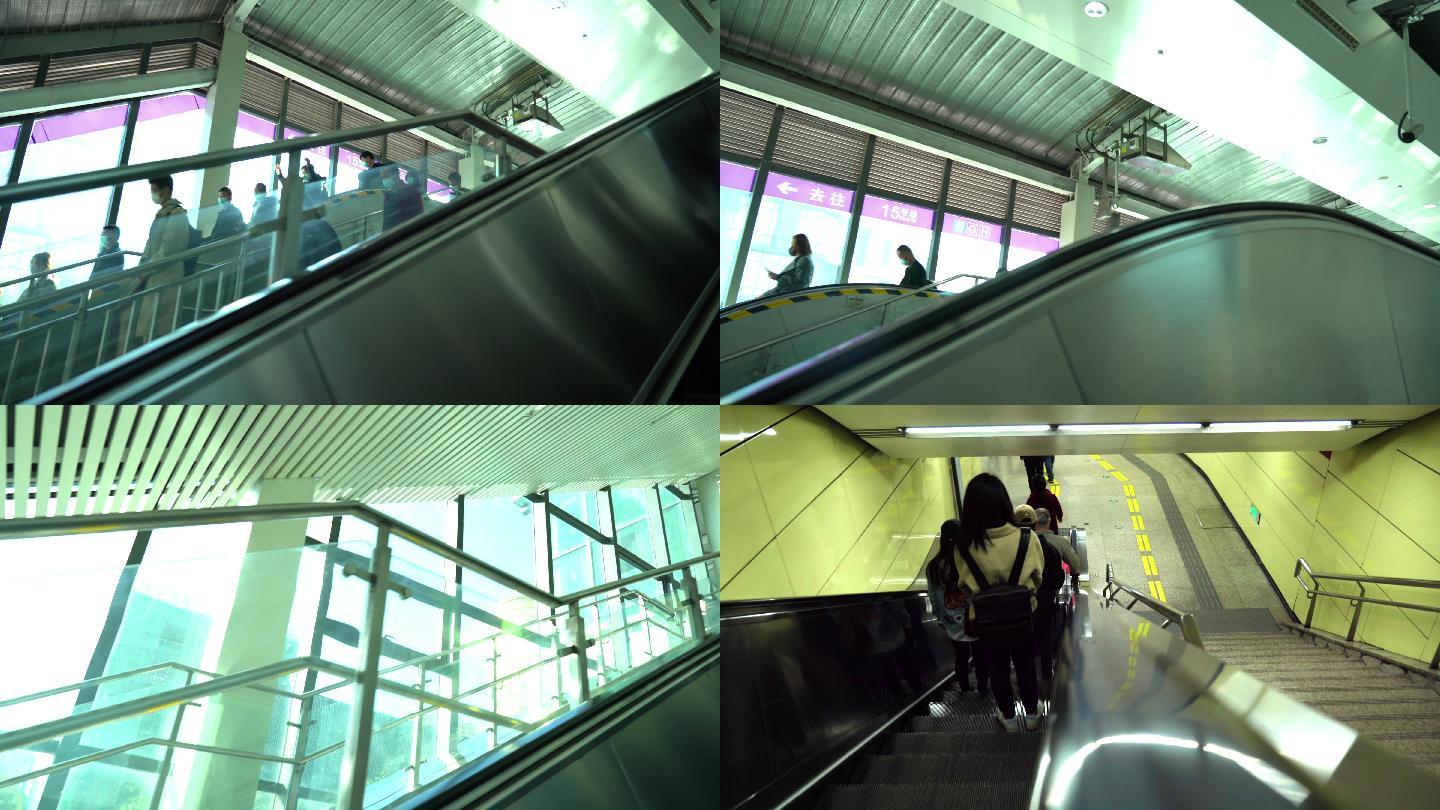 4K拍摄地铁站内乘客换乘