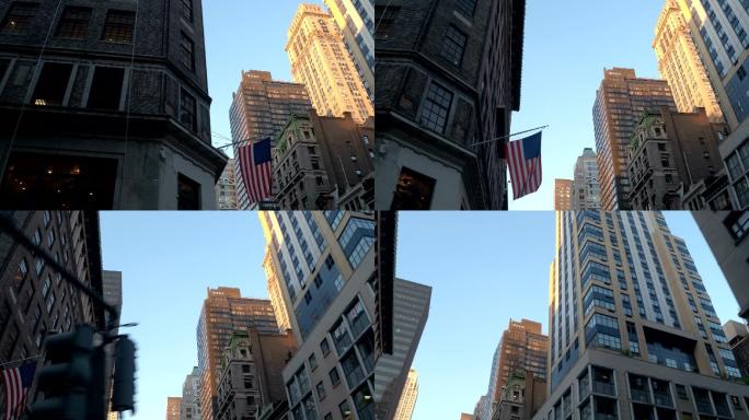 低角度视图：纽约市的高层办公楼和公寓楼