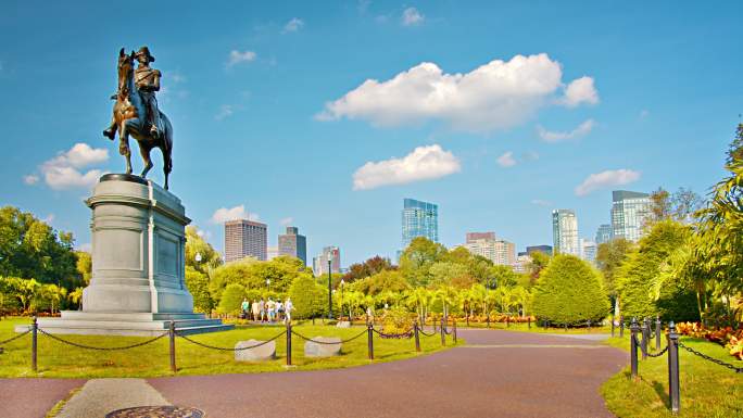 波士顿公共公园。国外花园地标美利坚共和国